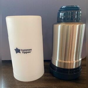 Tommee Tippee Travel Warming Thermos 500ml Portable Bottle Warmer Silver White
